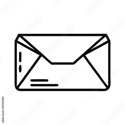 Simple outline graphic of an envelope for sending mail and messages with address information shown