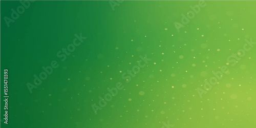 Green abstract background with glowing bubbles and blue snowflakes, a winter sky pattern