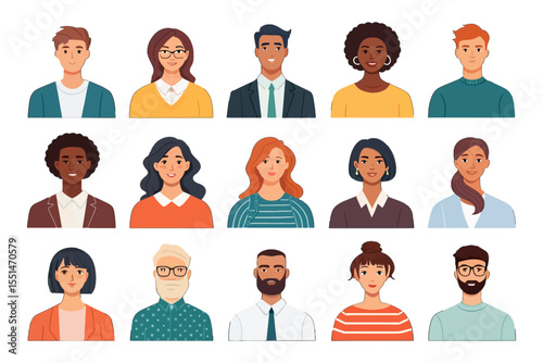 Diverse Faces Illustration: A vibrant illustration showcases a mosaic of diverse individual portraits, representing a spectrum of ethnicities, ages, and expressions. Each face tells a unique story.