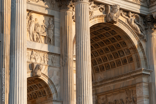 The Arco della Pace in Corso Sempione, a triumphal arch in Milan, Lombardy region, Italy.