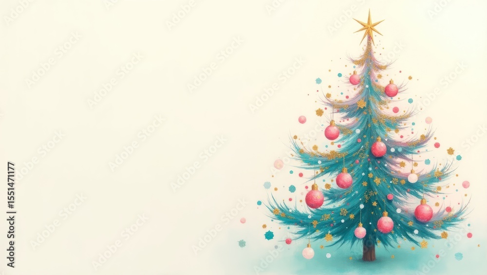 Delicate christmas tree with pastel ornaments. Delicate christmas tree with pastel ornaments.