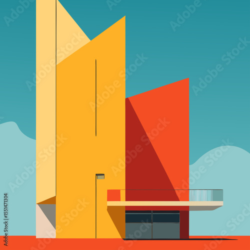 business graph on the wall of building