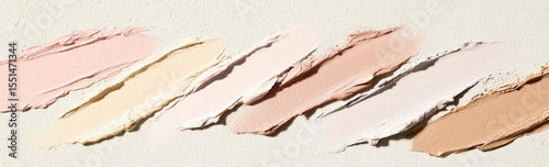 Fluid cosmetics textures featuring spread highlighter and foundation cream