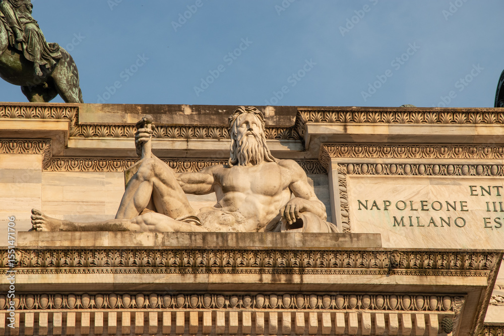 Fototapeta premium The Arco della Pace in Corso Sempione, a triumphal arch in Milan, Lombardy region, Italy.