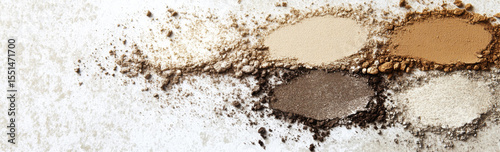 Eyeshadow cosmetics textures spread in gradient tones, perfect for beauty backgrounds