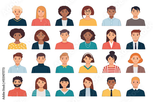 Diverse Portraits: A vibrant collection of diverse, smiling portraits, representing a spectrum of genders, skin tones, and ethnicities, embodying inclusivity and the beauty of human variety.