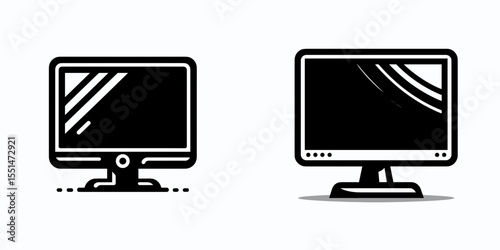 Screen. Furniture Interior Decoration Cartoon Animal Clipart Line Art Vector Illustration. Display apparatus a visual window for image viewing projection and video.
