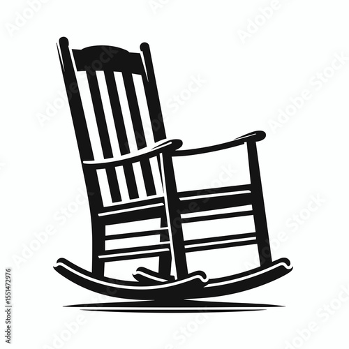 Rocking Chair. Furniture Interior Decoration Cartoon Animal Clipart Line Art Vector Illustration. Porch glider seat for comfort rest in the home ease and relaxation.