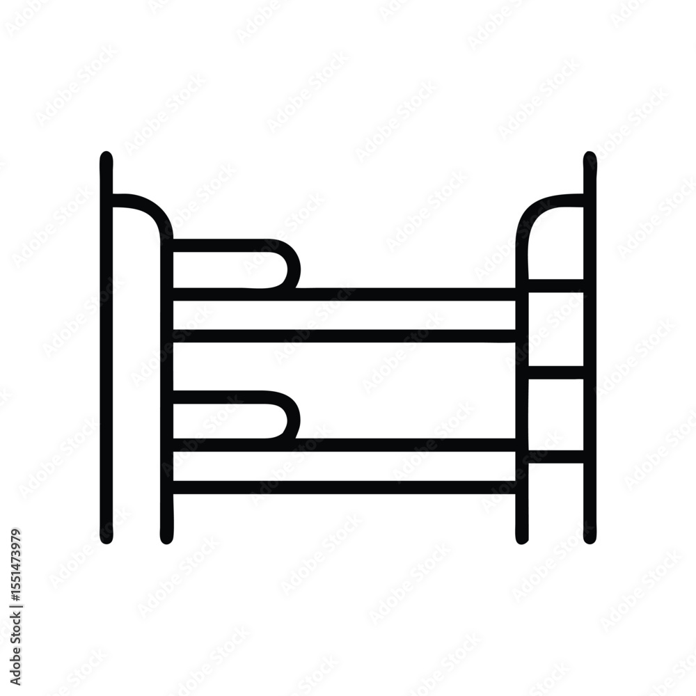 Bunk bed vector icon illustration for bedroom furniture design and space saving sleeping arrangement idea Bunk bed vector icon illustration for bedroom furniture design and space saving sleeping arrangement idea