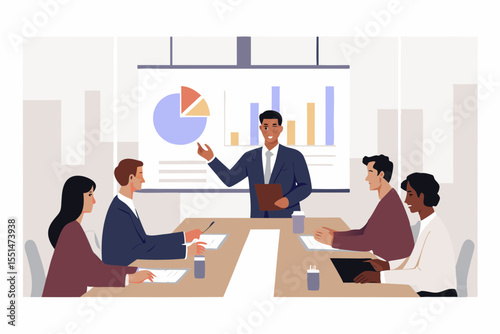 Business Presentation in Conference Room with Diverse Team