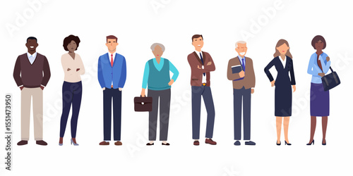 Diverse Business Professionals Standing in a Row