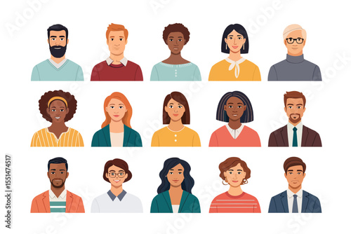 Diverse Faces Collection: A vibrant collection of diverse avatars, showcasing a variety of ethnicities, genders, and ages. Perfect for inclusivity and diversity representation.