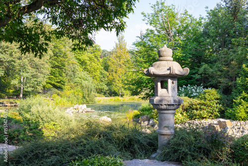 Oriental-style stone figurine in the park