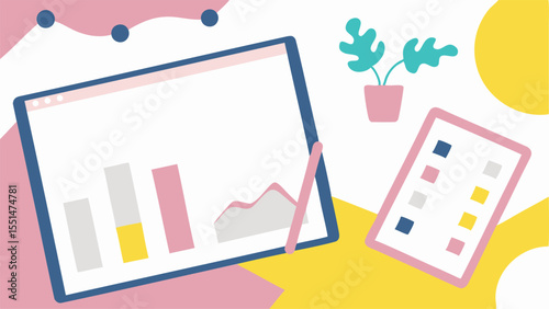 tablet pc with graphs and charts