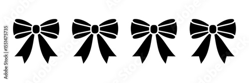 Elegant Black and White Bow Illustrations A Simple Design Set
