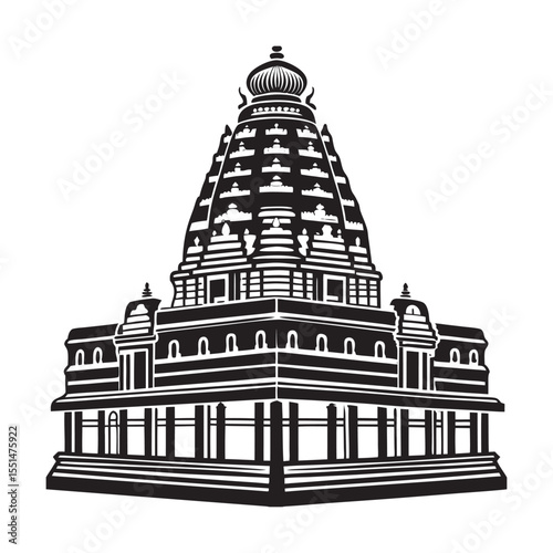 silhouette single unique design temple on the white background