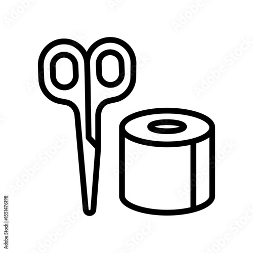 Elastic therapeutic tape. Kinesiology tape icon. Muscles swelling and pain reduction. Joints and ligaments support. Isolated vector illustration.