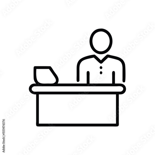 Receptionist desk icon vector illustration of a person at a front desk customer service representative employee 
