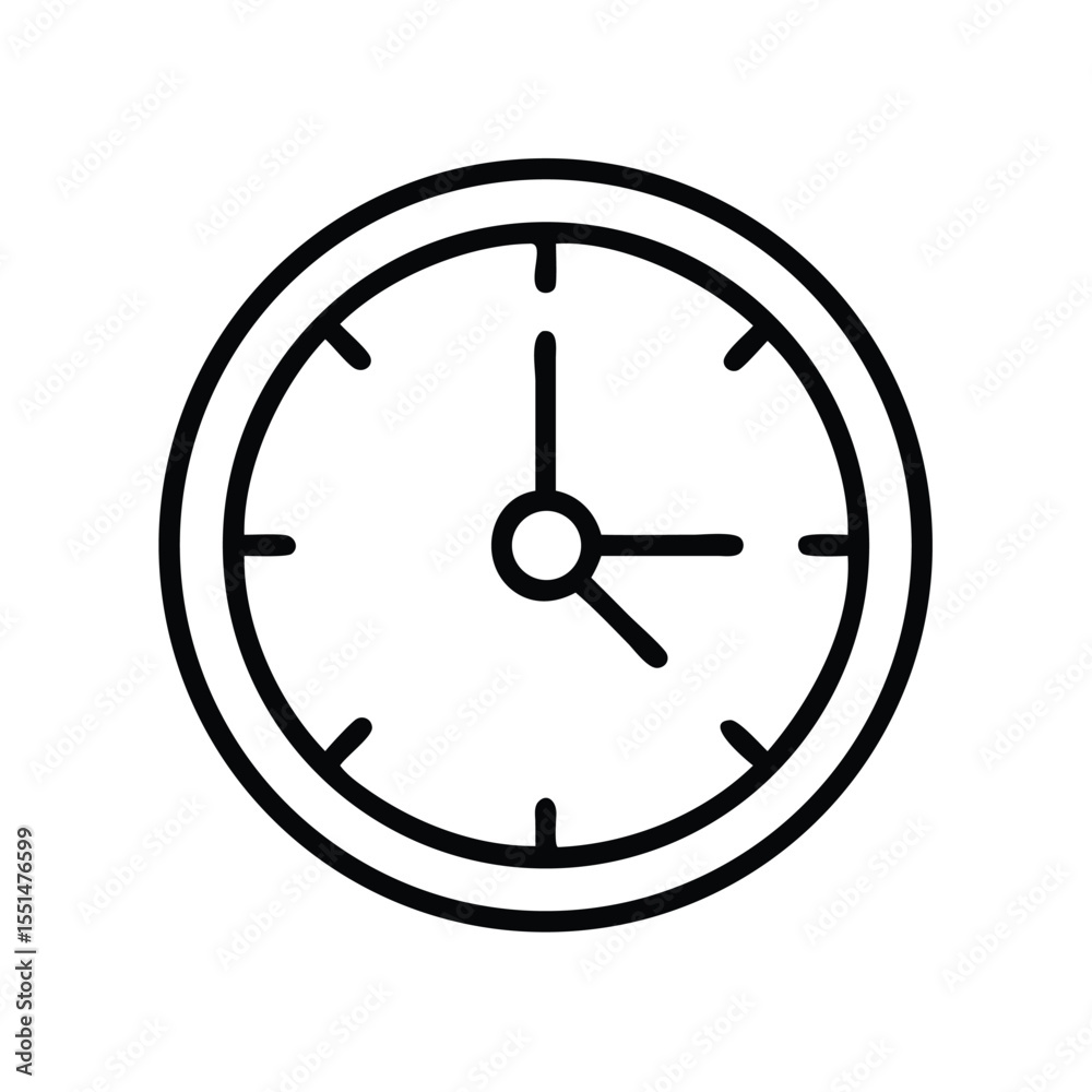 Clock time icon vector illustration showing hour minute and second hands for time management design char Clock time icon vector illustration showing hour minute and second hands for time management design char