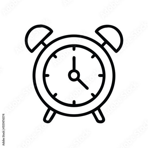 Alarm clock icon vector image illustration wake up time reminder deadline time management simple outline drawing