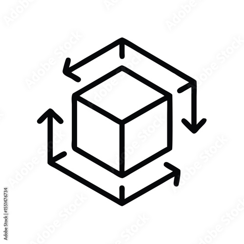 Cube dimension measurement icon for product size, length, width and height vector illustration design