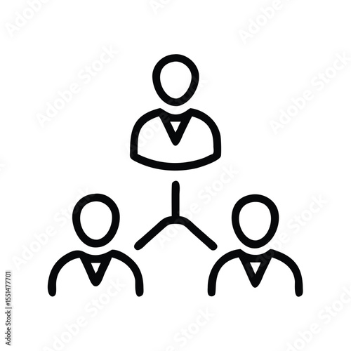 Line drawing showing a hierarchical structure with a leader and two subordinates connected by lines