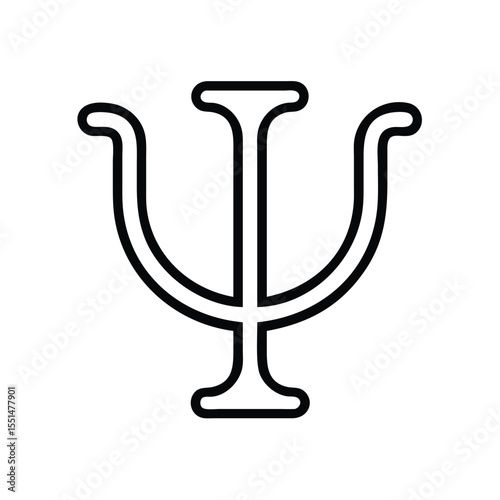 Outline drawing of the greek letter psi symbol representing psychology and mental health awareness icon use