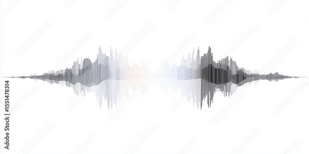 Fototapeta premium Abstract sound wave illustration in black and white, showcasing dynamic peaks and valleys, representing audio frequencies and sound visualization in a modern design aesthetic