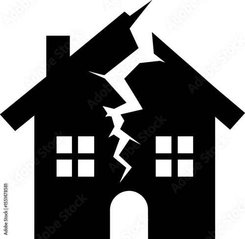 Earthquake destroying house, causing huge crack, insurance and mortgage problems