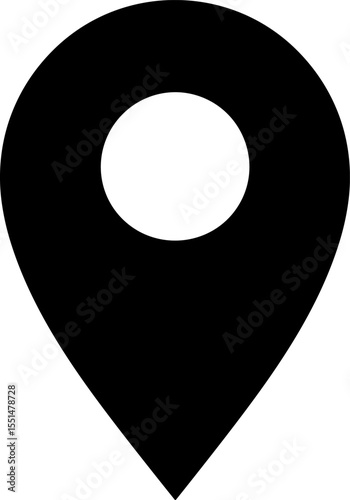 Black location pin icon showing specific place on map