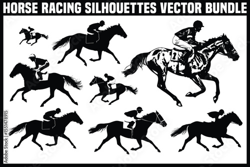 "Horse Racing Silhouette Bundle"