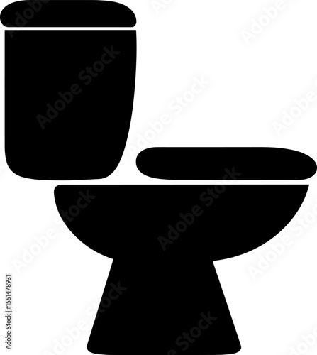 Black silhouette of toilet bowl on white background