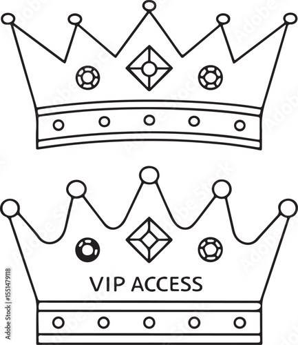 Crown Icon Minimalist Royal Emblem Flat Vector with Diamond Center No Background VIP Theme