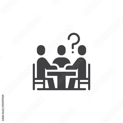 Roundtable meeting solid vector icon