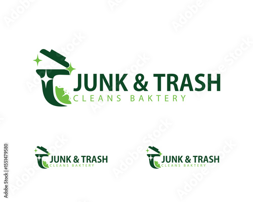 junk trash logo creative design concept removal clean icon