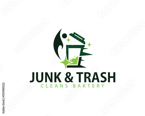 junk trash logo creative design concept removal clean icon