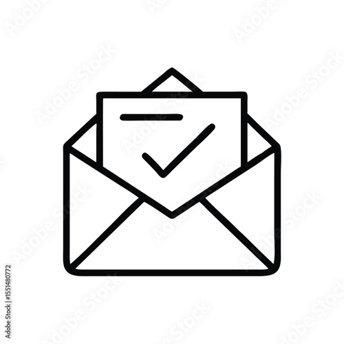 Envelope with check mark vector icon for email confirmation and message received design