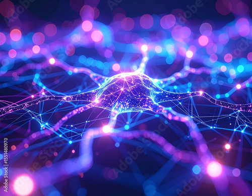 Abstract Neural Network Illuminated Neuron Connections