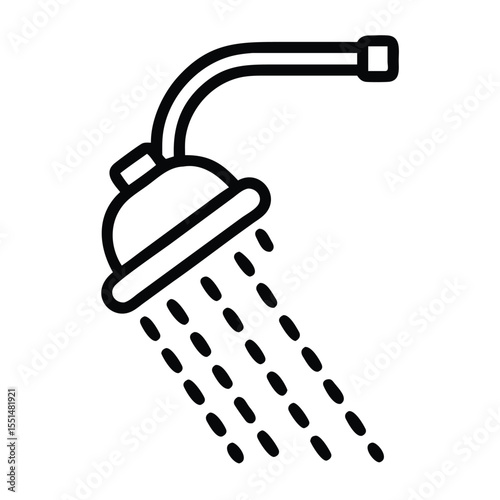 Shower head icon for bathroom fixture and plumbing related design needs and personal hygiene projects use case