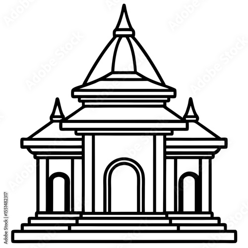 Minimal Temple Outline Vector