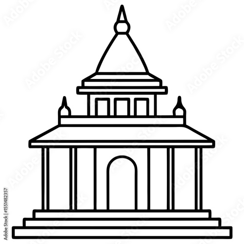Minimal Temple Outline Vector