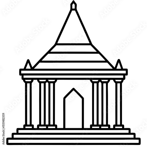 Minimal Temple Outline Vector