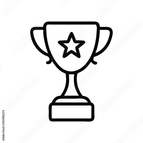 Trophy icon vector illustration for award winning competition and success celebration in outline style 100