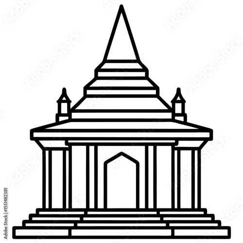 Minimal Temple Outline Vector
