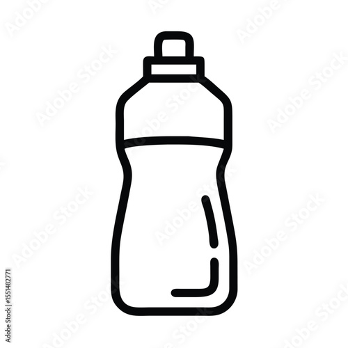 Outline illustration of a cleaning product bottle for laundry detergent or dish soap vector icon graphic design
