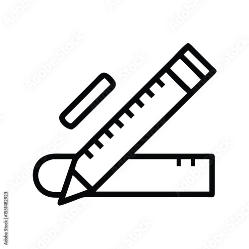 Pencil ruler eraser icon vector design for education stationery drawing and drafting tools design 100