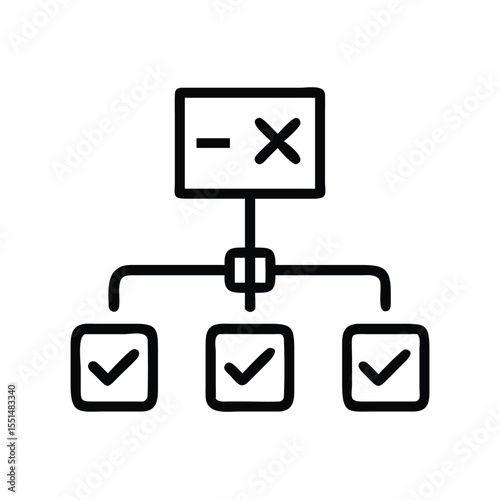 Decision tree diagram checklist icon for process management and task completion workflow management tool