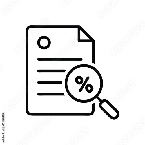 Percentage analysis document review icon for financial audit and tax compliance report review process