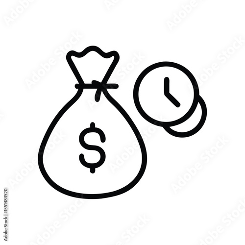 Time is money concept icon for investment and financial planning or saving money over time management plan