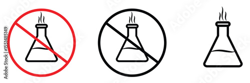 No chemicals allowed icon set prohibition sign vector cutout